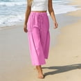 thumbnail image 6 of Levmjia Womens Pants Wide Leg Drawstring High Waisted Loose Pants with Pockets Soft Stretchy Polyester Casual Yoga Pants Tummy Control Workout Summer, 6 of 8