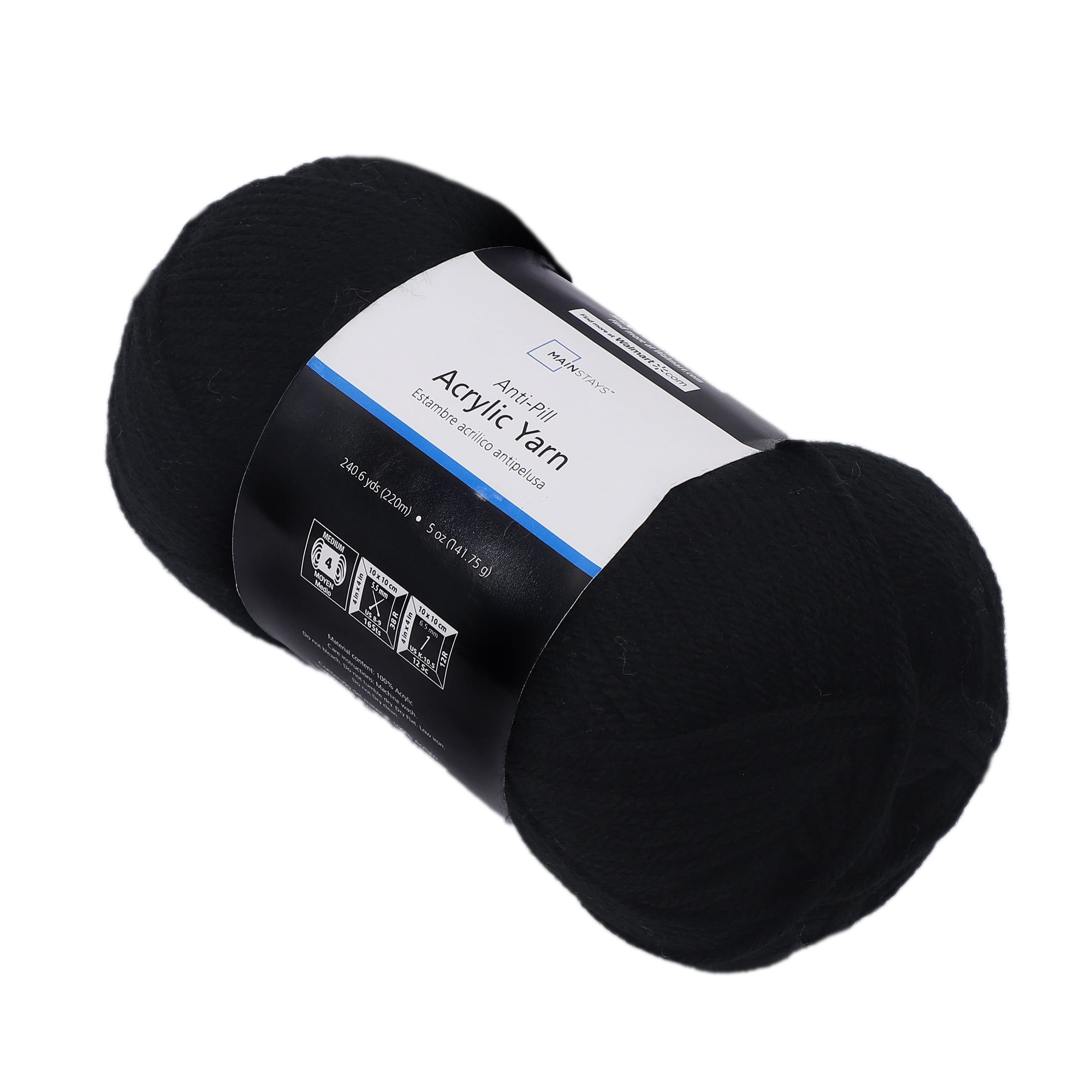 Mainstays Anti-Pill Acrylic Yarn, 5oz, Black