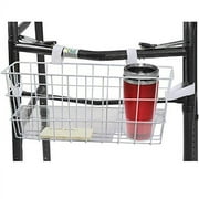 HealthSmart Universal Walker Storage Basket with Plastic Insert Tray and Cup Holder, No Tools Needed, White