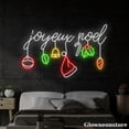 thumbnail image 4 of Glowneon Joyeux Noel Neon Sign, Joyeux Noel LED Sign, Christmas Ball Bell Santa Hat Candy Cane Sign, 4 of 5