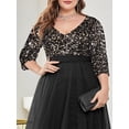 thumbnail image 2 of AURA Plus Size Sequin Evening Dress Women V Neck Formal Gown Elegant Party Dress, 2 of 7