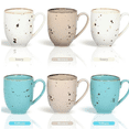 thumbnail image 5 of Ceramic Coffee Mugs Set Of 6, 14 Oz Large Handle Heavy Duty Cups - Microwave Dishwasher Safe - Latte, Cappuccino, Tea, a, Mocha - Men, Women, Home Office Daily Use, Natural Assorted Colors, 5 of 6