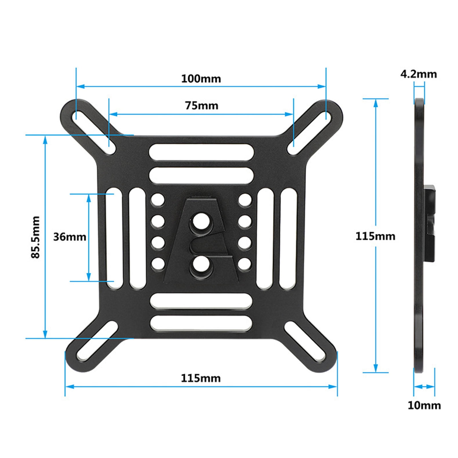 Placa Adaptadora VESA De Aluminio - Universal 75x75/100x100 Mm, Para Montar Cámaras En Soportes