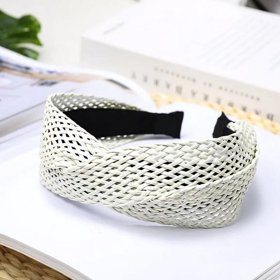 Beach Style Straw Headband Bohe Hair Band Weaving Cross Hair Hoop Summer Women Hairband Wide-Brimmed Headwear Hair Accessories