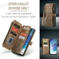 thumbnail image 5 of for Samsung Galaxy S21 Plus Case Wallet for Women and Men, Samsung Galaxy S21 Plus Case, PU Leather Magnetic Flip Strap Wristlet Zipper Card Holder Wallet Business Phone Cover for S21 Plus, Brown, 5 of 10