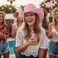 thumbnail image 5 of Hsqqdc Pearl Embellished Bridal Western Hat, Rhinestone Cowgirl Hat for Bachelorette Parties, 5 of 7