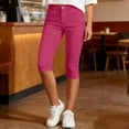 thumbnail image 4 of cfhntfmh Women Side Slit Capri Pants Stretchy Slim Fit Yoga Capris Casual Athletic Running Pants Work Clothes, 4 of 7