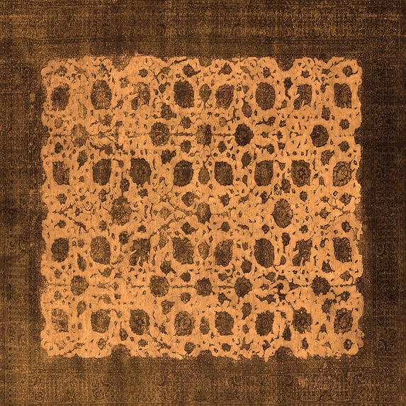 Ahgly Company Indoor Square Oriental Orange Industrial Area Rugs, 3' Square