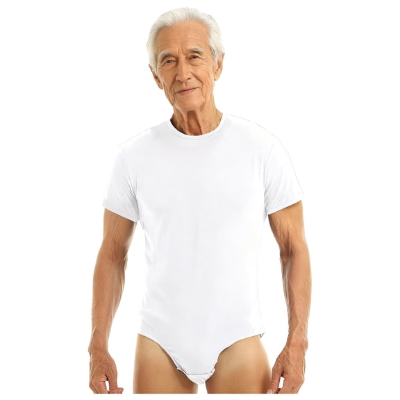 inhzoy Unisex Adult Elderly Incontinence Bodysuit Adaptive Wear for Bedridden Patients and Special Needs White 3XL
