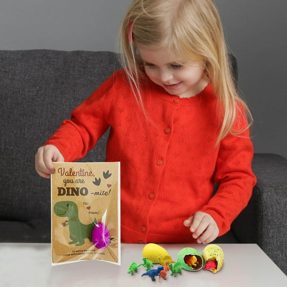 4PC Easter Day Card For Kids Dinosaur Hatching Dinosaur Growing In Water Toddler Girl Boy School Class Classroom Party Gift Valentine's Day Exchange Gift