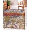 thumbnail image 1 of Unique Loom Moderne Collection Rustique Coloré Abstrait Transitionnel Tapis d'Intérieur et d'Extérieur, 5 Pieds 3 Pouces x 8 Pieds, Multi / Vert, 1 of 1