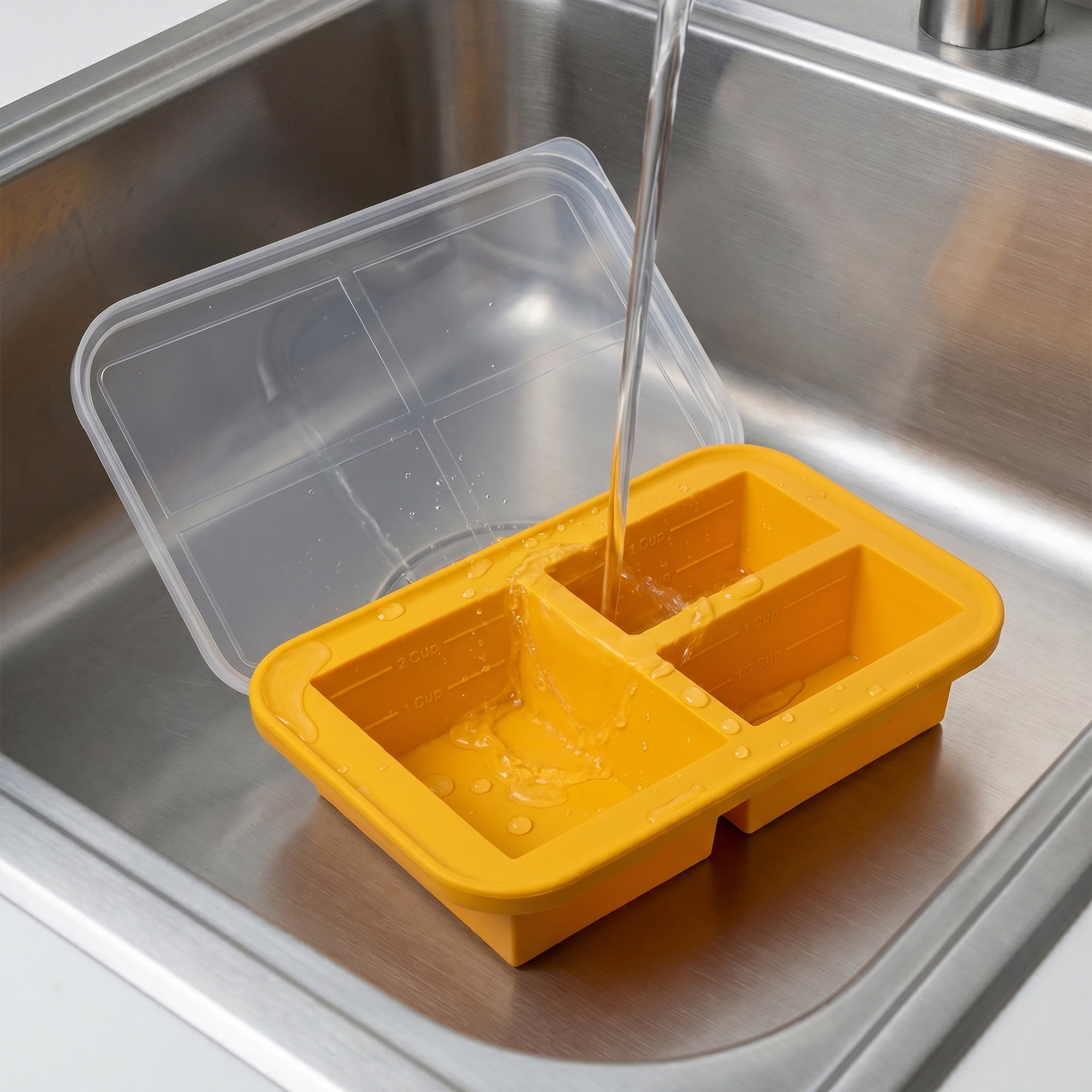 Unique Bargains Silicone Leak-Proof Meal Prep Container Lunch Bento Box Orange-2