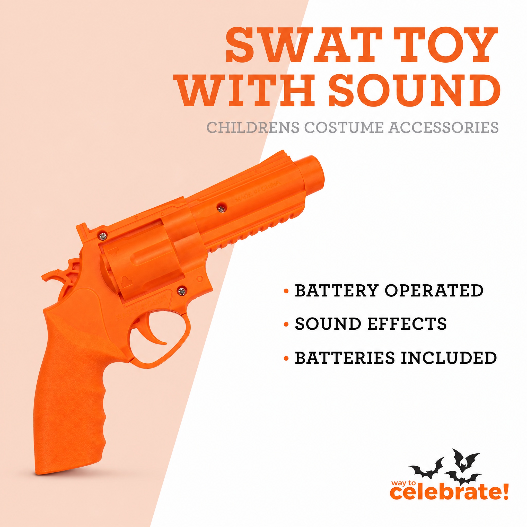 Battery-Operated SWAT Toy with Sound Costume Accessory for Children, Orange, Halloween by Way To Celebrate