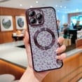 thumbnail image 2 of for iPhone 13 Pro Max Glitter Magnetic Case, Compatible with Mag-Safe, Leopard Pattern Sparkle Paper Plating Bumper Clear Phone Cover Shockproof Non-Yellowing Case for iPhone 13 Pro Max, Darkpurple, 2 of 11