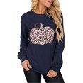 thumbnail image 1 of Sweat-Shirt Graphique Citrouille Halloween pour Femmes Imprimé Léopard Décontracté à Manches Longues, 1 of 3