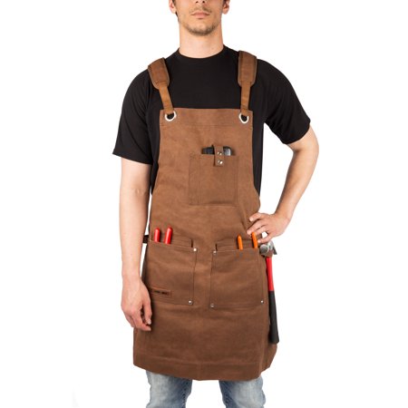UPC 860080002307 product image for Heavy Duty Waxed Canvas Work Apron for Men and Women - Deluxe Edition (Brown) | upcitemdb.com
