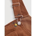thumbnail image 3 of Brown Corduroy Floral Embroidered Pinafore Dress With Adjustable Straps And Front Pocket, 3 of 4