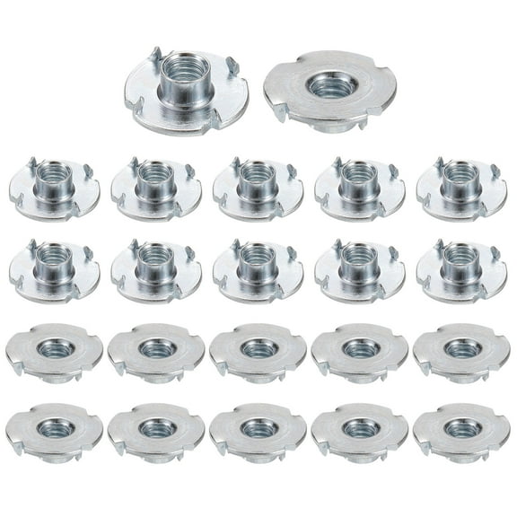 M6x6mm T-Nuts 4 Pronged 0.75" x 0.24" Tee Nut Carbon Steel Fully Thread 50packs