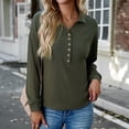 thumbnail image 4 of Blusa Mangas Largas Camisas con botones para mujer, blusas elegantes de punto informales, blusas cómodas para primavera y otoño Ygjytge ejercito verde T L para Mujer, 4 of 6