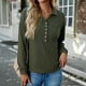 thumbnail image 4 of Blusa Mangas Largas Camisas con botones para mujer, blusas elegantes de punto informales, blusas cómodas para primavera y otoño Cgtredaw ejercito verde T L para Mujer, 4 of 6