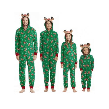 

Viworld Family Matching Christmas Pajamas Set Sleepwear Jumpsuit Hoodie with Hood for Family