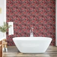 thumbnail image 4 of Ambesonne, Flowers Vintage Peel & Stick Wallpaper for Home, Wild Floral Boho, 13"x36", Rose Dark Coral Vermilion, 4 of 5