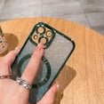 thumbnail image 4 of Compatible with iPhone 14 Magnetic Gardient Glitter Case, Plating Bling Cute Case with MagSafe for Women Girls Full Camera Protector Back Cover for iPhone 14 6.1'' Green, 4 of 7