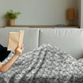 thumbnail image 3 of Floral Soft Flannel Fleece Throw Blanket, Monochrome Style Layout of Protea Flower Motifs, Cozy Plush for Indoor and Outdoor Use, 50" x 60", Charcoal Grey and White, by Ambesonne, 3 of 5