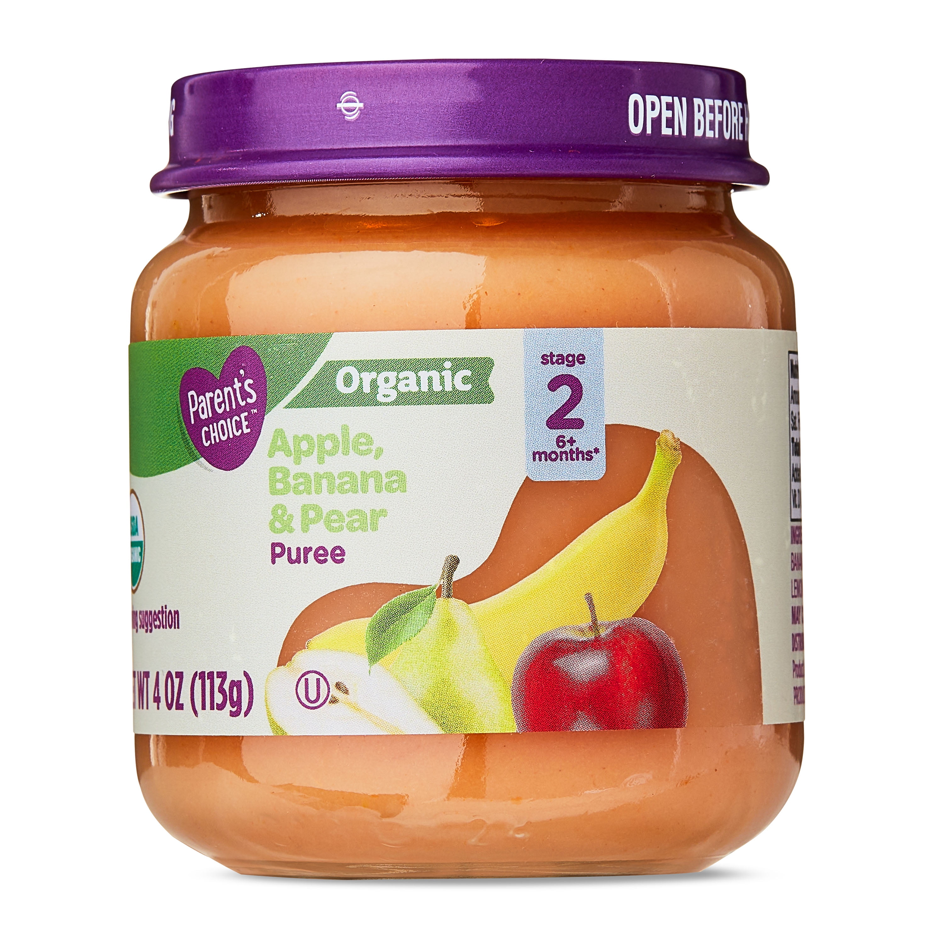 Parent's Choice Organic Baby Food Stage Apple Banana Pear Puree