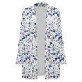 thumbnail image 4 of Women's Plus Size White Blue Floral Cardigan, Long Sleeve Open Front Tunic with Pockets, 4 of 8