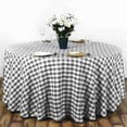 thumbnail image 3 of BalsaCircle 120" Round Gingham Checkered Polyester Tablecloth Black, 3 of 5