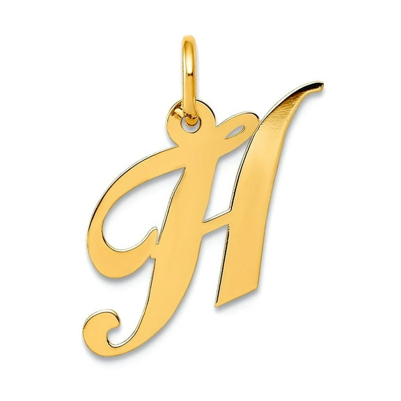 Finest Gold 14K Small Fancy Script Letter H Initial Charm
