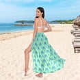 thumbnail image 6 of FORMRS Womens Long Sarong Beach Wrap Semi-Sheer Bikini Skirt Bathing Swimsuit Cover Up, Green Palm Tree Pattern, 6 of 7
