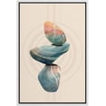 thumbnail image 3 of PixonSign Framed Canvas Print Wall Art Striped Multicolor Blue Rocks Geometric Shapes Mixed Media Modern Art Minimalist Portrait Relax/Calm Ultra for Living Room, Bedroom, Office - 24"x36" White, 3 of 5
