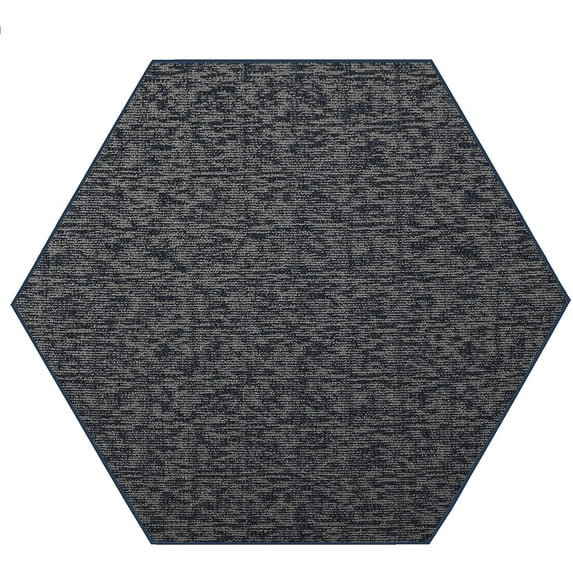 Indoor Outdoor custom size area rugs made in USA comes in Ten colors and Nine shapes rectangular,round,square,runners,oval,hexagon,octagon,half round - Navy, 3' Hexagon Area Rugs