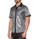 thumbnail image 4 of Camisas metálicas INSPIRE CHIC para hombres, camisa de botones de manga corta de color contrastante, plata 2XL, 4 of 5