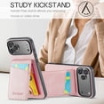 thumbnail image 5 of Allytechgroup Credit Card Slot PU Leather Hard Shell Back Cover Cell Phone Case with Protective Case Cover for Apple iPhone 17 Pro, Pink, 5 of 8