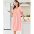 thumbnail image 4 of Ekouaer Nightgowns for Women Cotton House Dress with Pockets Short Sleeve Mumu Dress Embroidered Lounge Dress, 4 of 6