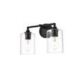 thumbnail image 7 of Living District Mayson 2-Light Iron & Glass Bath Sconce in Black/Clear, 7 of 7