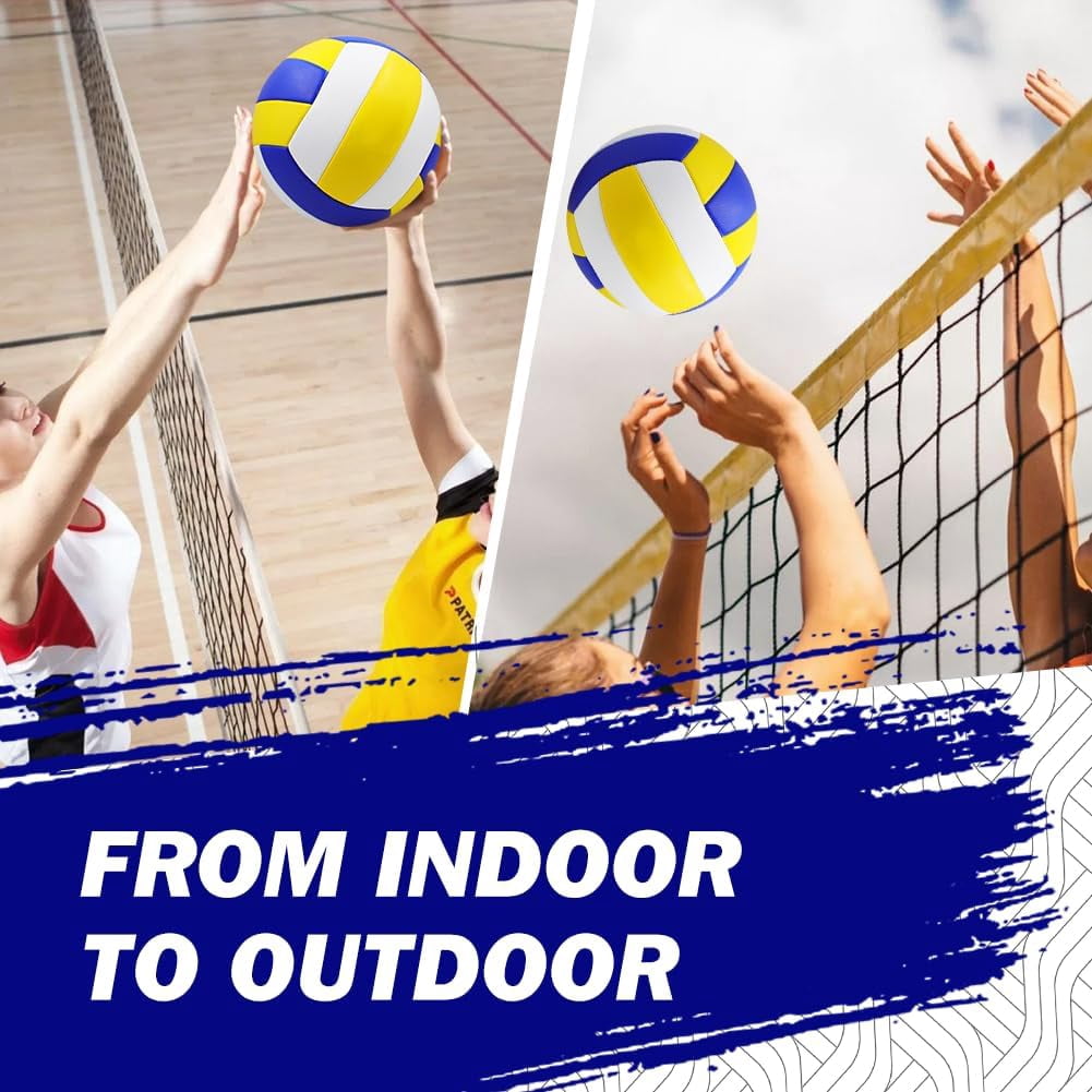 Volleyballs, Indoor Outdoor Waterproof Soft Pool Beach Ball of Composite Leather Inflatable with Pump