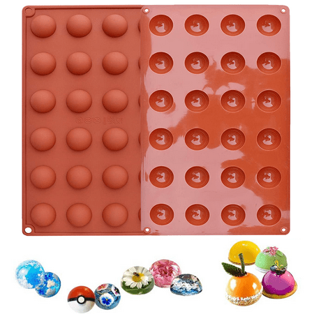 

Mini 24-Cavity Semi Sphere Silicone Mold 2 Packs Baking Mold for Making Chocolate Cake Jelly Dome Mousse