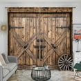 thumbnail image 4 of WNOOHIY Nostalgic Atmosphere Barn Door Wood Texture Light-filtering Window Curtains for Bedroom and Living Room, Set of 2 Panels, 4 of 8