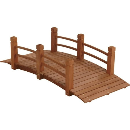 Curved Rail Garden Bridge - HGC Wood Garden Bridge with Double Rails