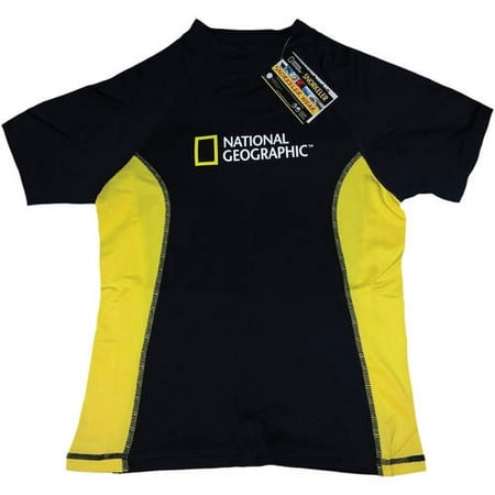 National Geographic Snorkeler Short Sleeve Rash Guard Ladies Classic, 50+ UV Protection, Anti-Bacterial Fast Dry Moisture Wicking 90/10 Poly/Spandex Blend, Tapered Fit