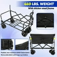 thumbnail image 5 of 3 in 1 Collapsible Wagon Converts to Bench, 440lbs Foldable Wagon Cart with Wheels, 150L Shopping Cart for Groceries Folding Utility Wagon for Beach,  Camping, Outdoors, Shopping, Black, 5 of 7