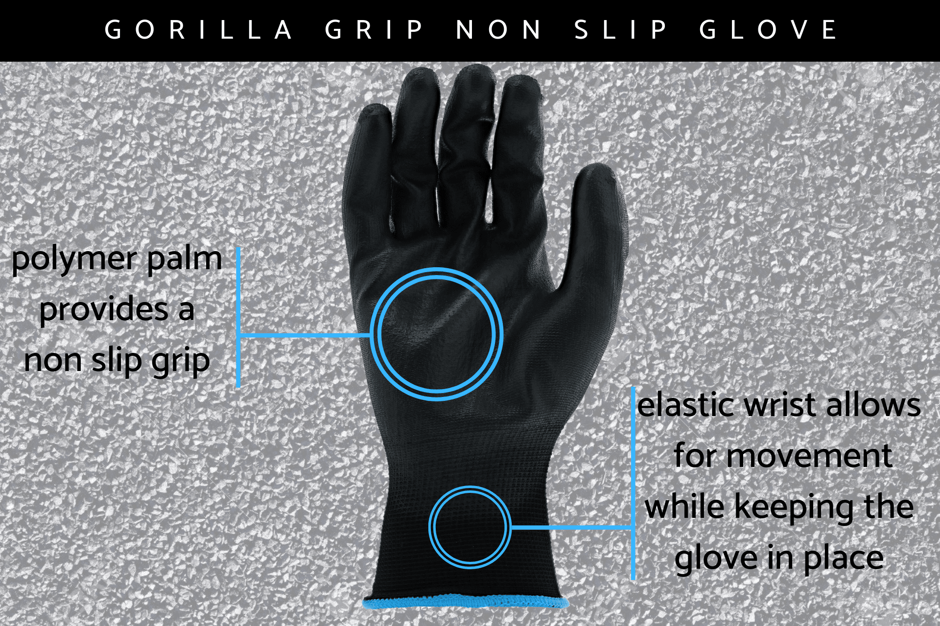 Gorilla Grip 25055-26 Slip Resistant All Purpose Work Gloves | Size:  XX-Large | Single Pair of Gloves, Black