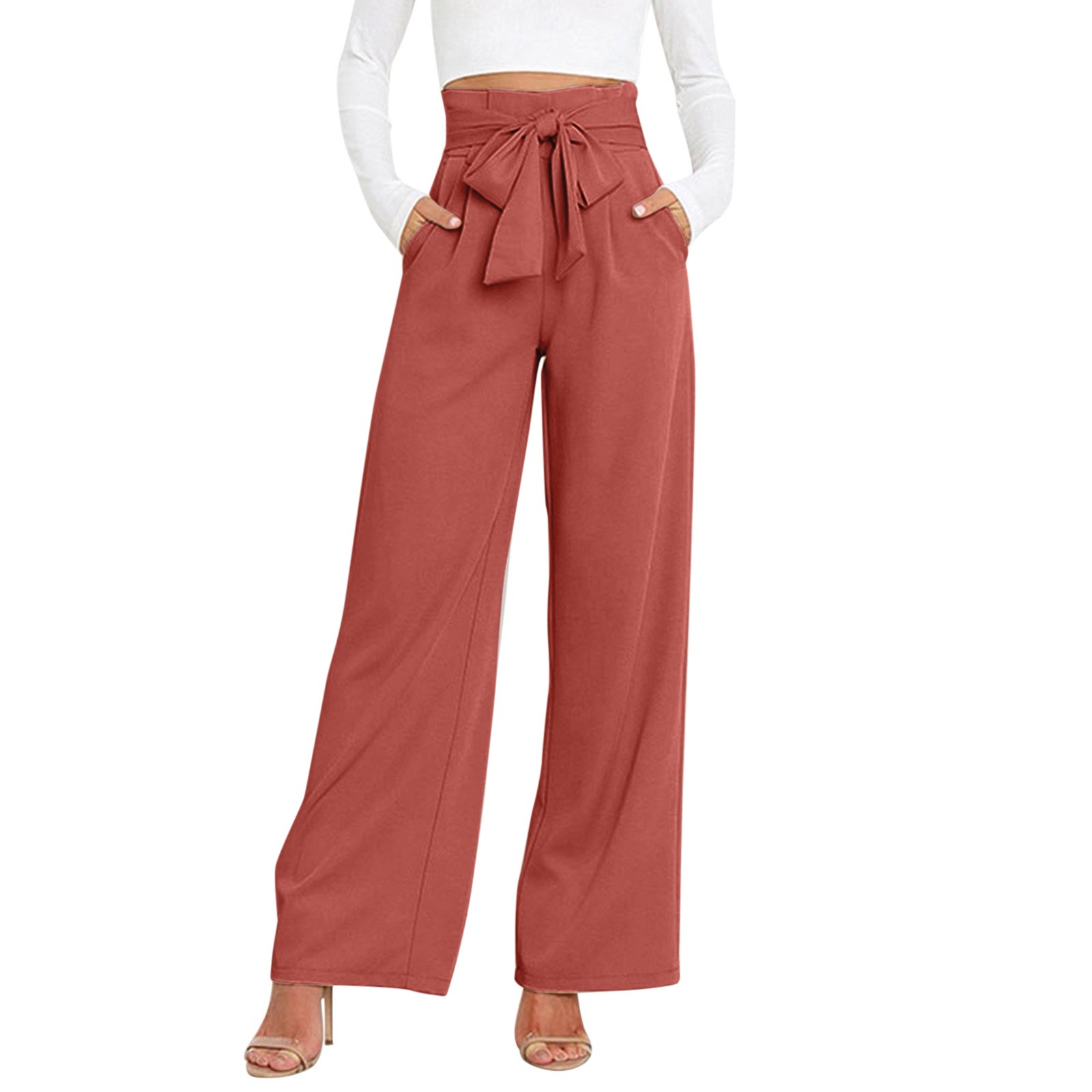 Womens Pants,Women's Casual Wide Leg Palazzo Pants High Waisted Smocked