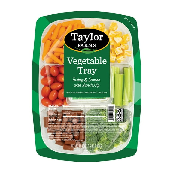 Taylor Farms Turkey & Cheese Vegetable Tray with Ranch Dip, 38 oz Tray