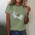 thumbnail image 1 of Hauts d'Été pour Femmes, Blouses Décontractées Élégantes 2024, T-Shirts Mode Décontractée Imprimé Col Rond Manches Courtes T-Shirt Vert, 1 of 5