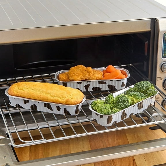 Disposable Cow Printed Oblong Mini Baking Tins - 25 Pack